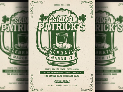 Saint Patricks Day Flyer Template club flyer green irish lucky party party flyer print psd psd template pub saint paddys saint paddys day saint patricks saint patricks day shamrock st paddys party st patrick st patricks flyer st patricks party template