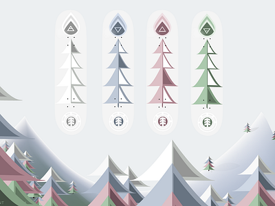 Skateboards mountains and trees abstract adobeillustrator branding design illustrator mountains pastel pineal pinetrees skate deck skateboard skateboarding skategraphics snow svg thirdeye translucency trees vector vectorart