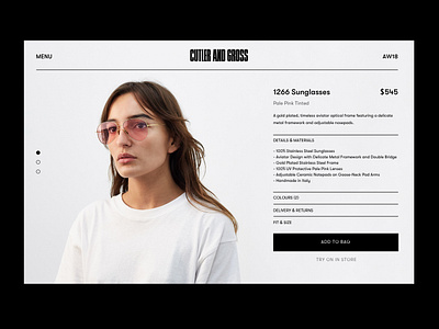 Sunglasses UI clean concept design e commerce fashion layout product page ui uidesign web design website