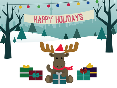 UoftHacks Christmas christmas design illustration moose presents