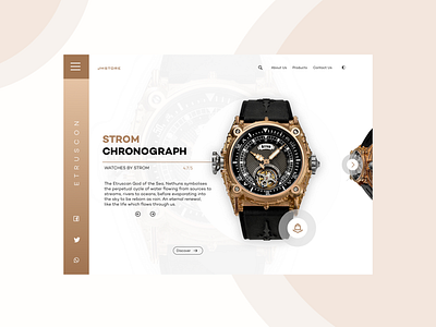 Strom Webpage UI- Light Mode android gold icon illustration ios landingpage lightmode minimalist mobile packaging shop ui ux watch web webpage wristwatch