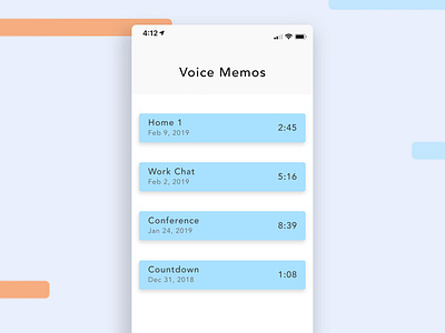 Voice Memos Ui apple design emilioriosdesigns graphicdesigner illustration interface design iphone iphone 4 iphone x ui