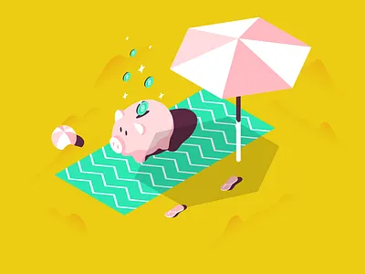 Make money andrea beach color illustration meedori pantone pig summer sun vaduva vector