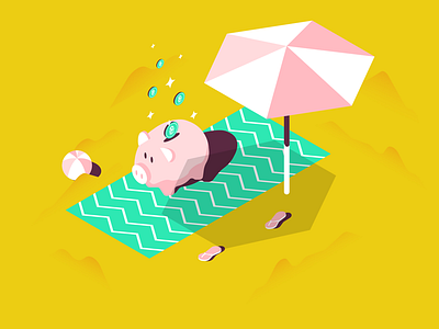 Make money andrea beach color illustration meedori pantone pig summer sun vaduva vector