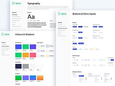 Lane Style Guide buttons colors fonts guide product design style frames style guide styling ui ux