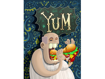 YUM! character design illustration typography