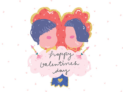 Valentine Greeting Design - 03 art licensing cute design digital art editorial design greeting card hand lettering illustration photoshop typography valentine card