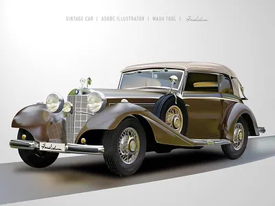 Vintage Car design illustration illustrator mesh tool vector vector work