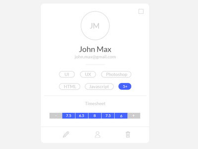 User Profile Card card profil profile card profile design skills timesheet ui user user card web