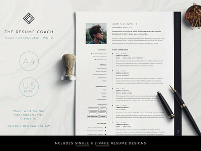 Resume Template / CV a4 clean resume creative resume curriculum vitae cv cv template design doc minimal minimal resume modern modern cv modern resume professional professional resume resume resume template template us letter word template