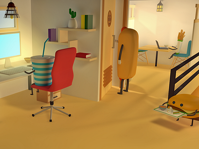 Office work 3d c4d character cinema4d design illustration lowpoly lowpolyart render