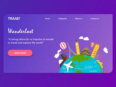 Wanderlust Landing page adobe xd best design brand identity brand identity design call to action dribbble best shot landing page landing page design landing page illustration prototype travel app travel landing page ui deisgn ui ux ui ux design user experience design user interaction user interface user interface design wanderlust