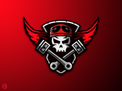 Mascot Logo - Skull biker digital painting esports esports logo illustration logo design mascot motorcycle pistons skull esports skull logo