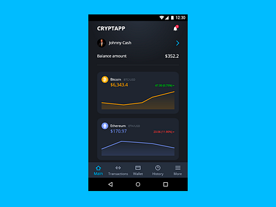 CRYPTAPP app design flat ui ux vector