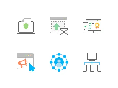 Seo colored iconset busines colored icon icons icons set marketing network optimisation social vector