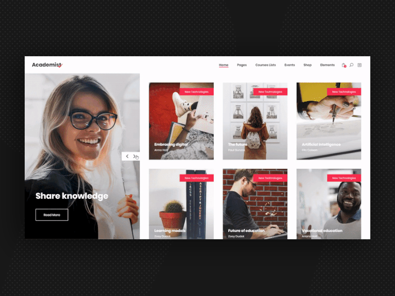 Academist - Courses Divided animation courses design flat modern type typography ui ux vector website