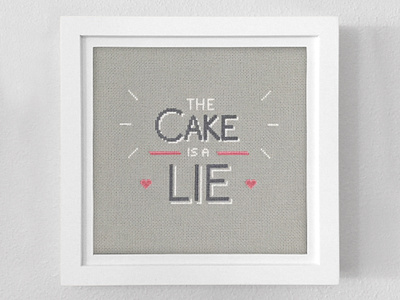 The Cake is a Lie cross stitch design illustration typography