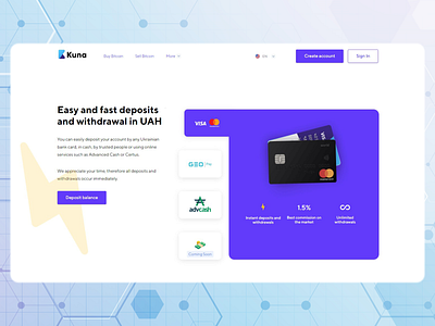 Minimal landing page for fast deposits developer landing page payments user interface web web design web developer web development