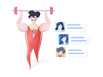 How It Works Illustrations artwork character gym how it works illsutrated illsutrations illustrator messages people personal trainer training vector web webdesign website workout