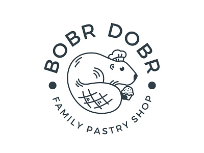 logo design for a family pastry shop "Bobr Dobr" bakery bakery logo beaver cake cakes candy candy bar design logo pastry pie