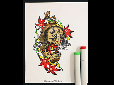 One Hundred Tales alanatomlin folklore ghost japanese tattoo lantern one hundred tales