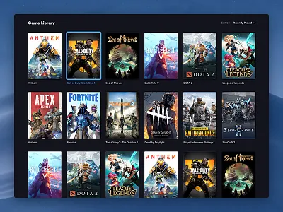 Game Launcher app app design electron gaming ui windows