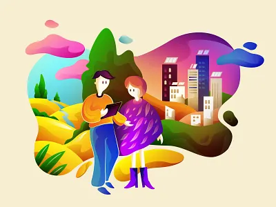 Nature & City character city colours digital illustration nature simple vector
