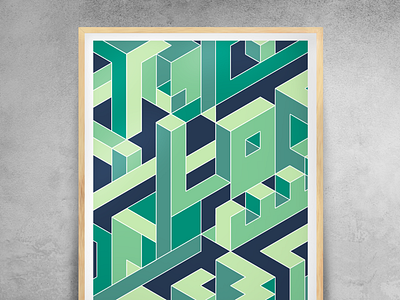 Abstract - isometric - green isometric poster wallpaper
