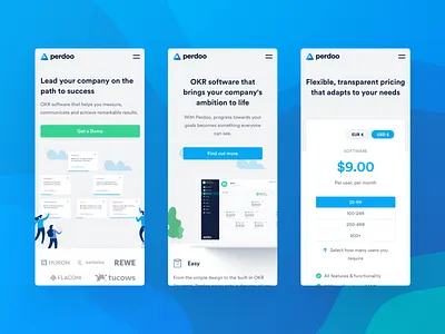 Perdoo — Mobile View designer user experience features homepage marketing site perdoo pricing saas tech together ui ux website