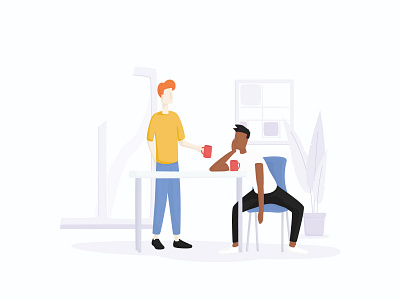 That Guy annoying chair chatting coffee frustration illustration painting plant scratch table vector work