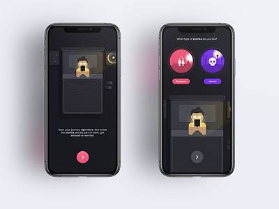 Choose your path, Lure app appstore bed black chat choose conversation dark horror illustration interface ios lure mobile night read romance stories ui ux