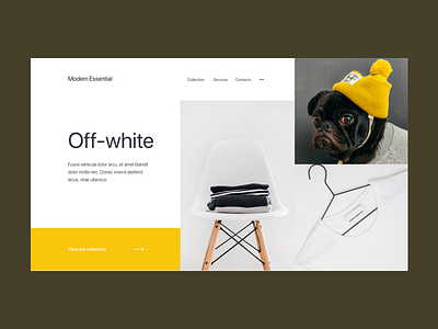 Modern essential landing page brand challenge clothing design homepage sketch ui uidesign website yellow