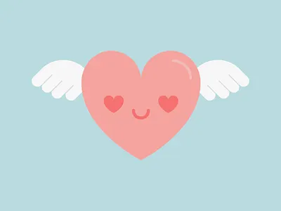 Cute Kawaii Flying Heart cute digital heart illustration kawaii love valentine valentines day wing