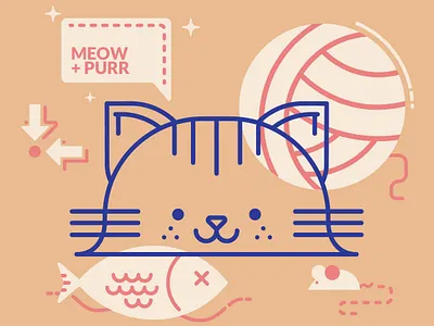 Kitty Wants cat fish food illustration kitty lazer meow mouse putt yarn
