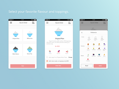 Frozen Yogurt App app app ui design design food app order details order food ux wallet yogurt