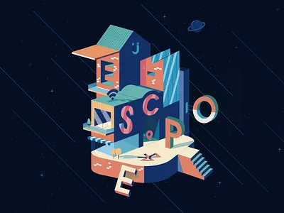 Company brochure cover design illustration map