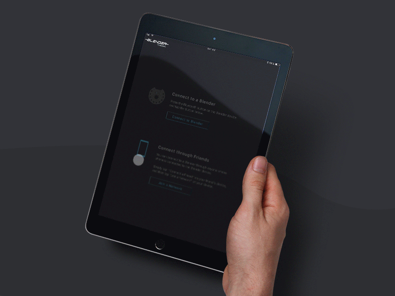 Blender - App Flow animation app audio bluetooth button connect dark design fader interface ios ipad mixer mobile origami studio prototype skeumorphic sound ui ux