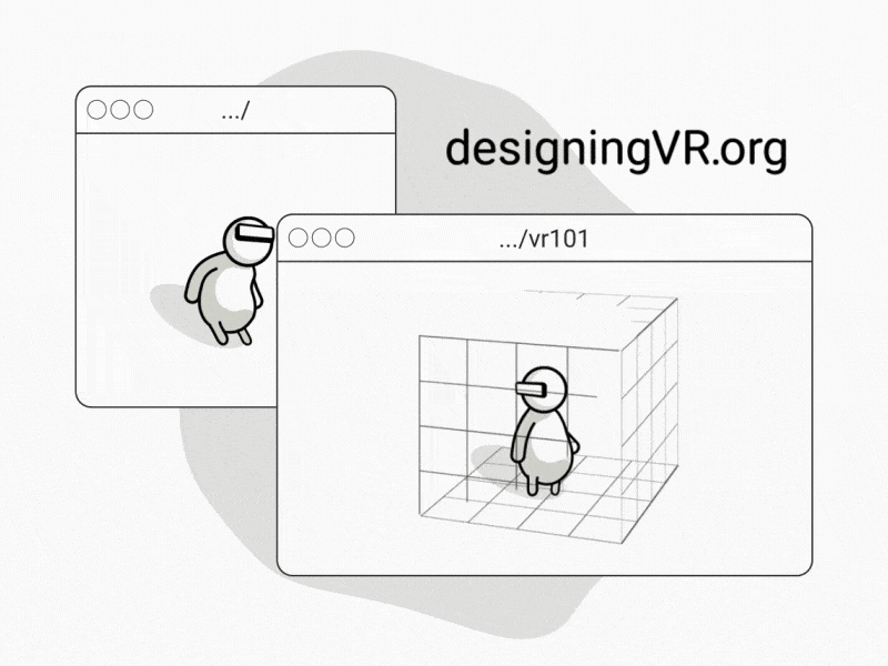 DesigningVR.org Mascot branding character character animation cute dancing guidelines illustration logo mascot mixed reality ux design virtual virtual reality vr web website windows