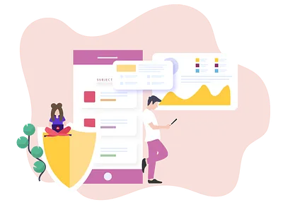 E-Learning art design e learning illustration illustration art online study phone print security