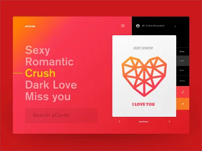 Musical eCards - Web Application app desktop ecards love nepal prabin ui ux designer valentine webdesign website