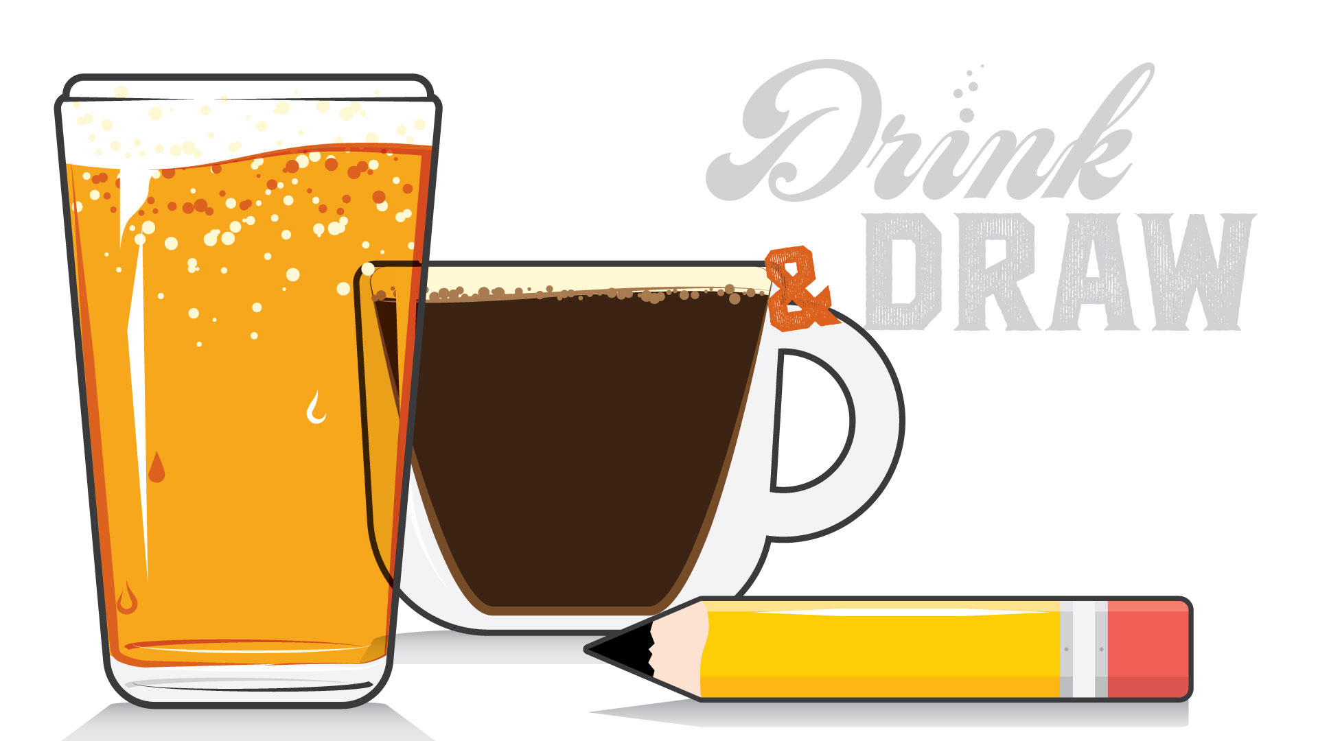 Drink & Draw event artwork illustration pencil vector