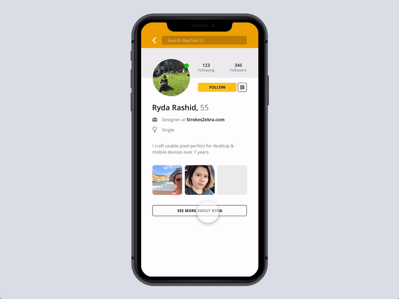 User Profile animation beetalk dailyui dailyui 006 interaction design mobile app mobile app design ui ui ux user profile ux