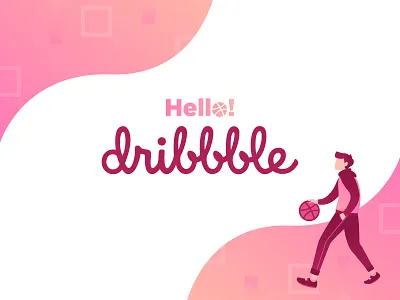 Hello dribbble! clean design flat illustraion