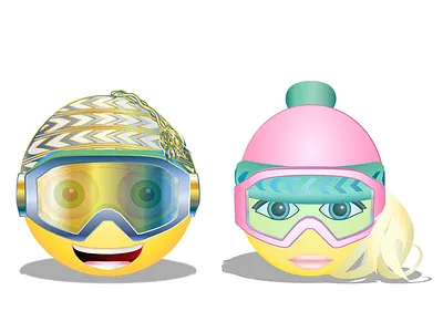 Skier Smileys For Dribble billithecat emoji emoticon nina garman ski ski bum ski bunny ski racer skier skiing smiley snow winter