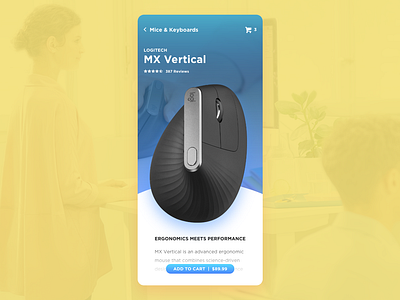 Mobile Product Page adobe xd app blue gotham interface logitech logitech mx vertical mouse product page store tech ui web