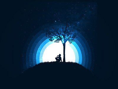 Sky full of Thoughts art design galaxy illustration manipulation photoshop sky sky blue star think tree vector wallpaper