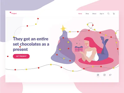 Gift shop website ❤️ banner character design gift graphic design illustration people slider slider design ui vector web website