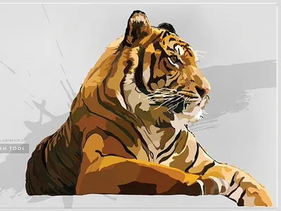 Tiger brush tool illustration royal bengal tiger tiger tiger sitting vector animal wild animal