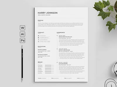 Resume/CV creative resume cv design elegant elegant resume female resume feminine free resume template letter minimalist modern resume portfolio portfolio resume professional resume clean resume cv resume design resume word teacher resume typography