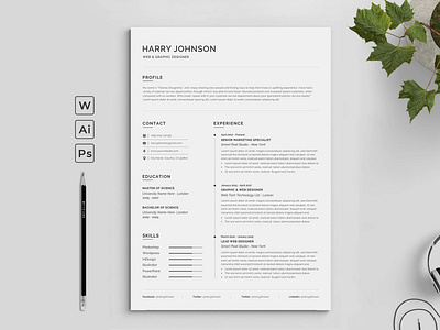 Resume/CV creative resume cv design elegant elegant resume female resume feminine free resume template letter minimalist modern resume portfolio portfolio resume professional resume clean resume cv resume design resume word teacher resume typography